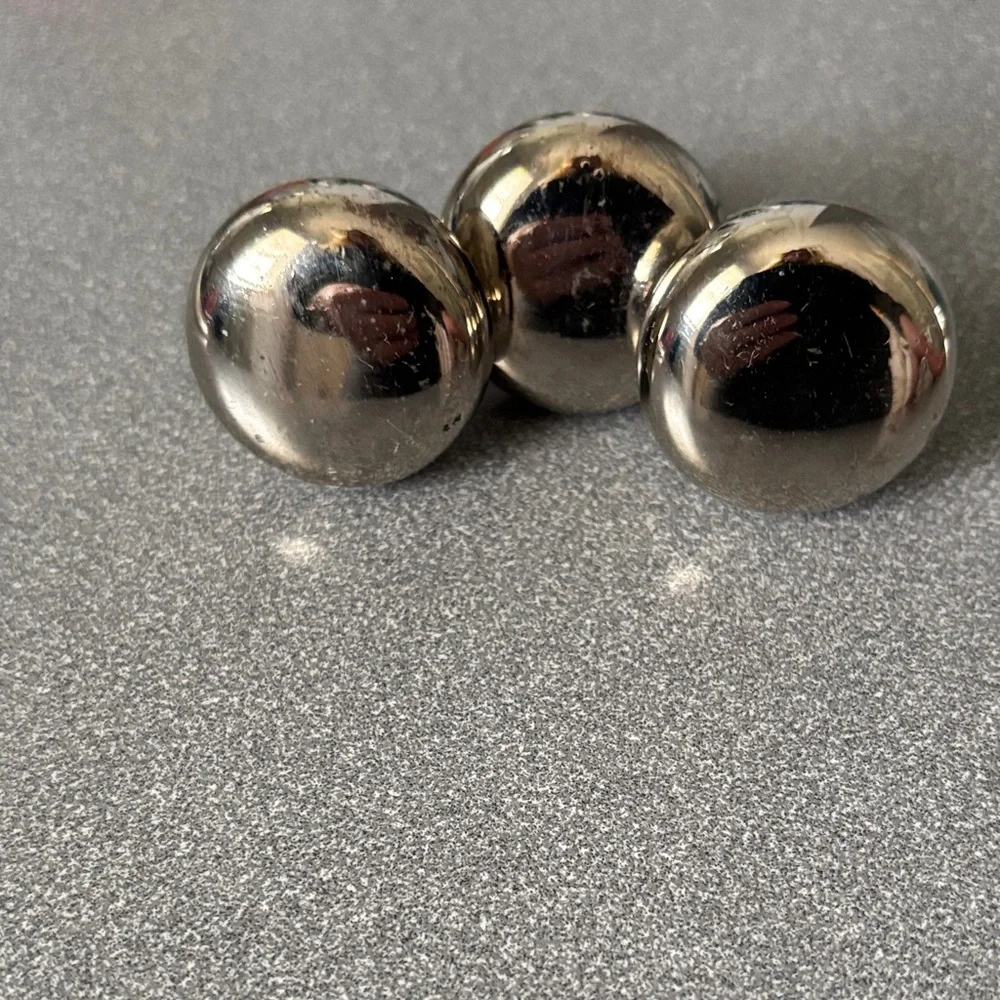 Set of Three Round Metal Cabinet Knobs - Silver